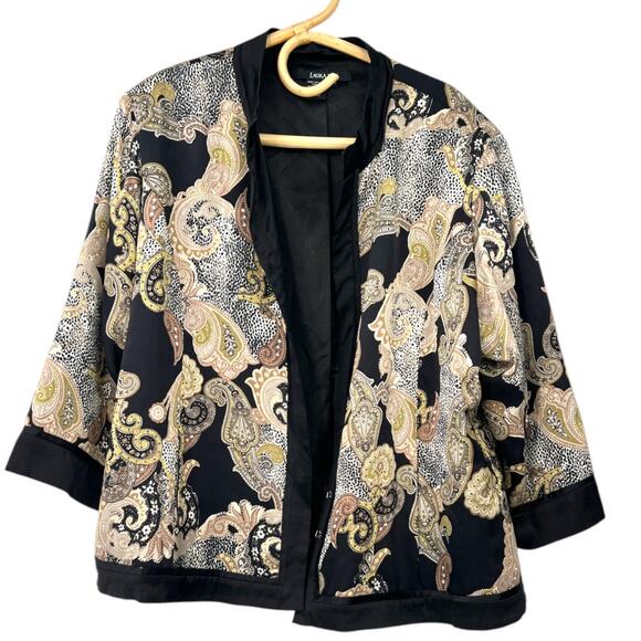 Laura Max | 3X | 100% Silk Jacket Blazer Kimono Cardigan Paisley Women's - Picture 1 of 4